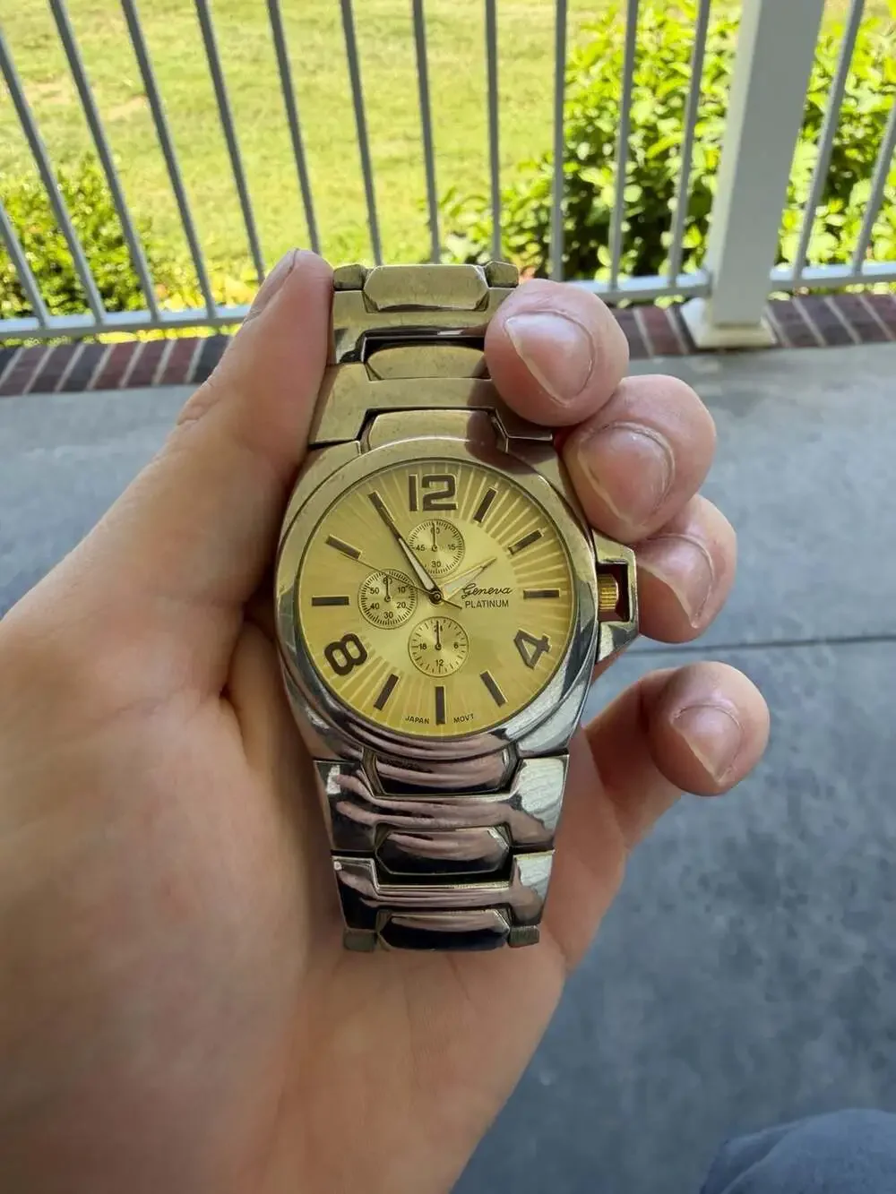 Geneva Platinum No. 7494 Men's Gold-Tone Chronograph Style Watch